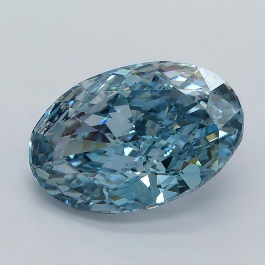 3.02 Ct. Fancy Vivid  Blue Oval Lab Grown Diamond