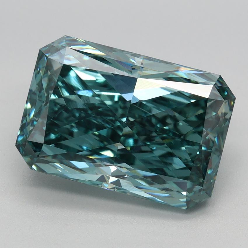 4.41 Ct. Fancy Vivid Bluish Green Radiant Lab Grown Diamond