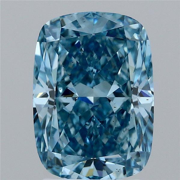 3.12 Ct. Fancy Vivid Blue Cushion Lab Grown Diamond