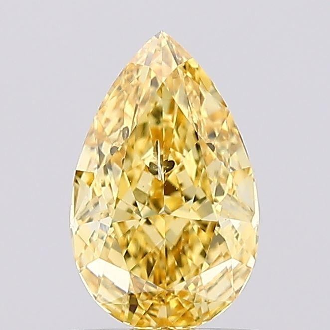 1.01 Ct. Fancy Vivid  Yellow Pear Lab Grown Diamond