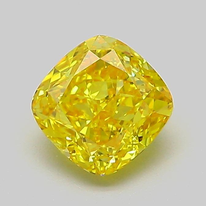 1.02 Ct. Fancy Vivid  Yellow Cushion Lab Grown Diamond