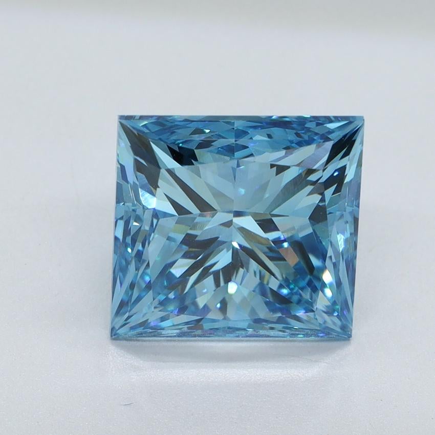 5.06 Ct. Fancy Vivid Malibu Blue Princess Lab Grown Diamond