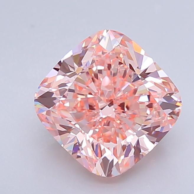 4.13 Ct. Fancy Vivid  Pink Cushion Lab Grown Diamond
