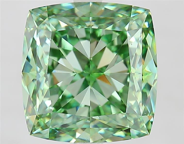 6.87 Ct. Fancy Vivid  Green Cushion Lab Grown Diamond