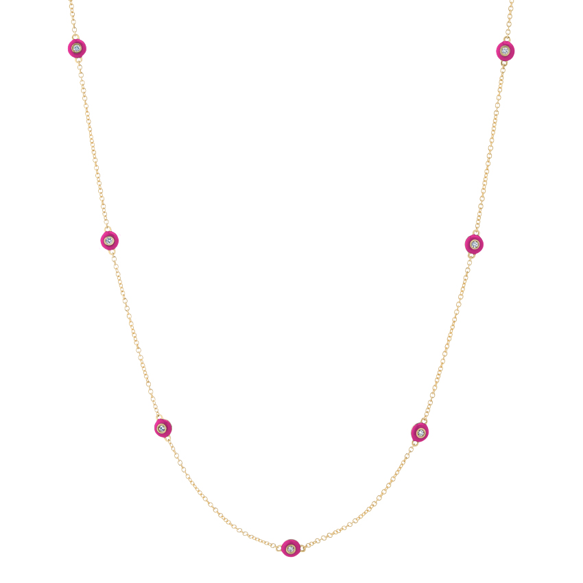 Blue Enamel and Diamond Bezel Strand Necklace Brilliant Earth