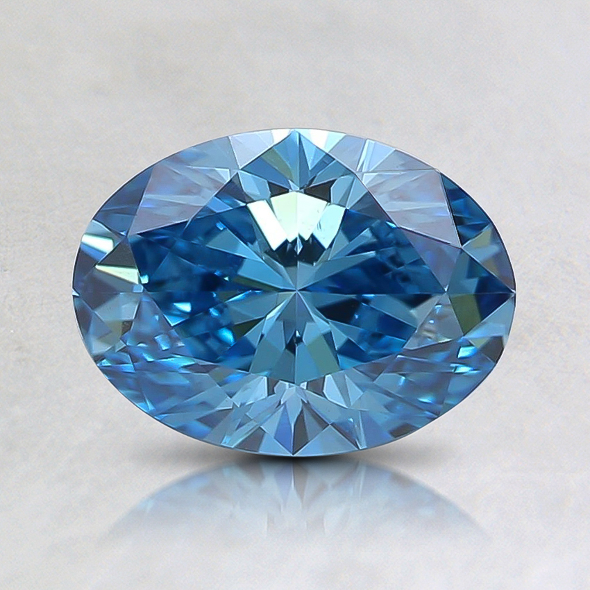 0.91 Ct. Fancy Intense Greenish Blue Oval Lab Grown Diamond