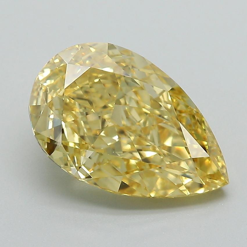 4.52 Ct. Fancy Vivid  Yellow Pear Lab Grown Diamond