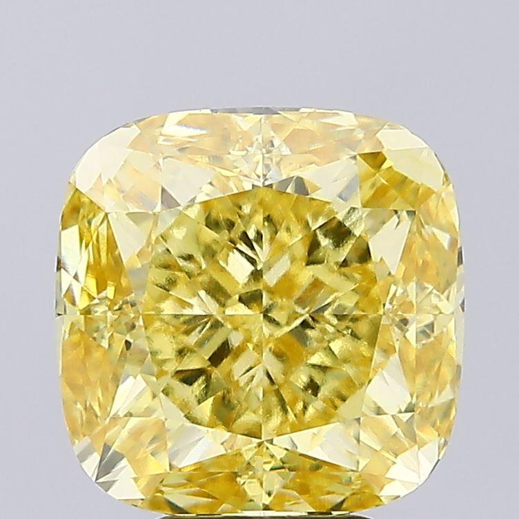 6.51 Ct. Fancy Vivid Yellow Cushion Lab Grown Diamond