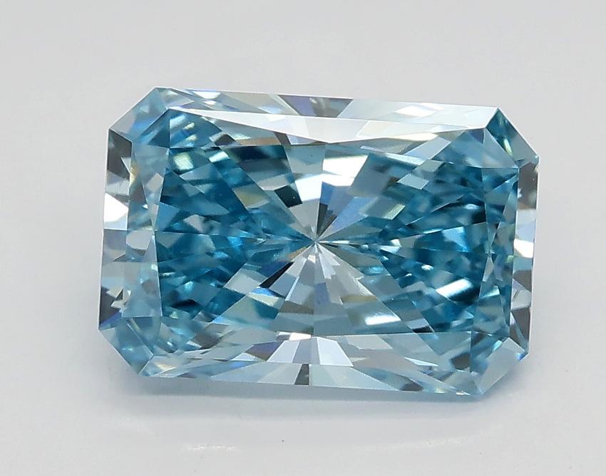 1.91 Ct. Fancy Vivid Greenish Blue Radiant Lab Grown Diamond