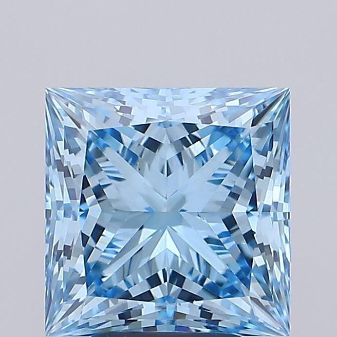 4.03 Ct. Fancy Vivid Blue Princess Lab Grown Diamond