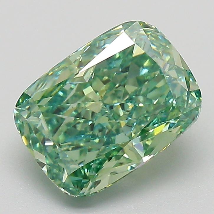 2.07 Ct. Fancy Vivid  Green Cushion Lab Grown Diamond