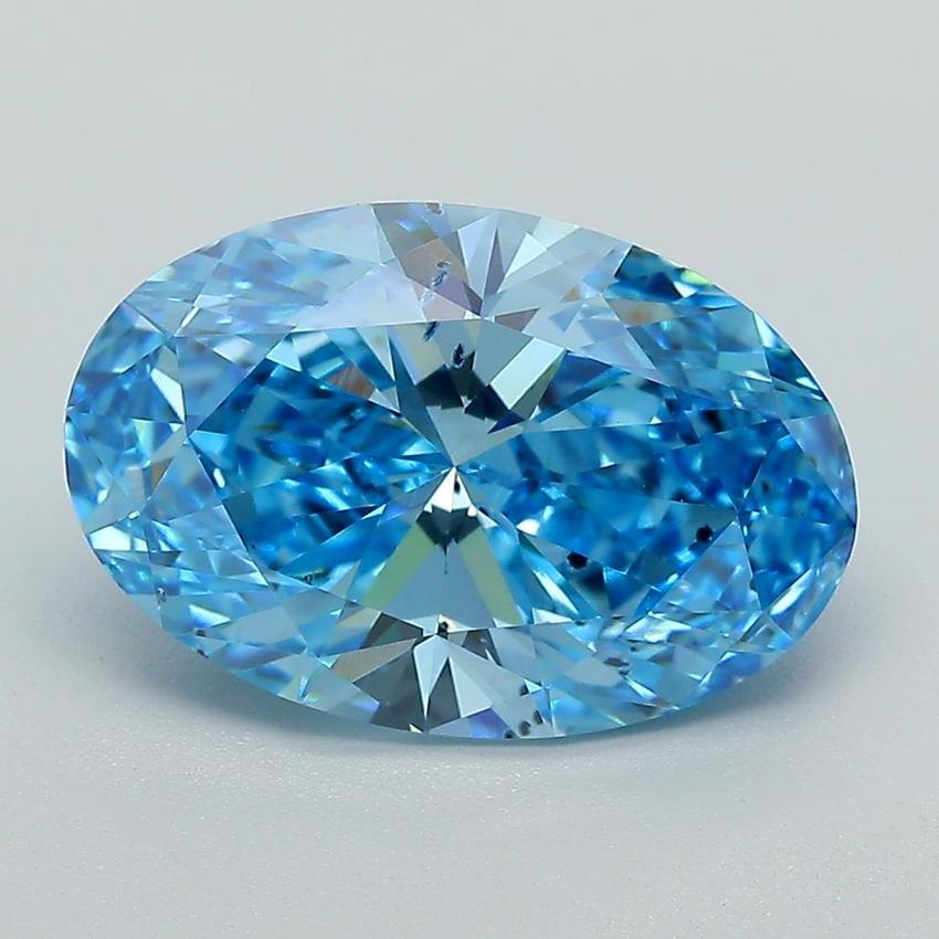 4.05 Ct. Fancy Vivid Blue Oval Lab Grown Diamond