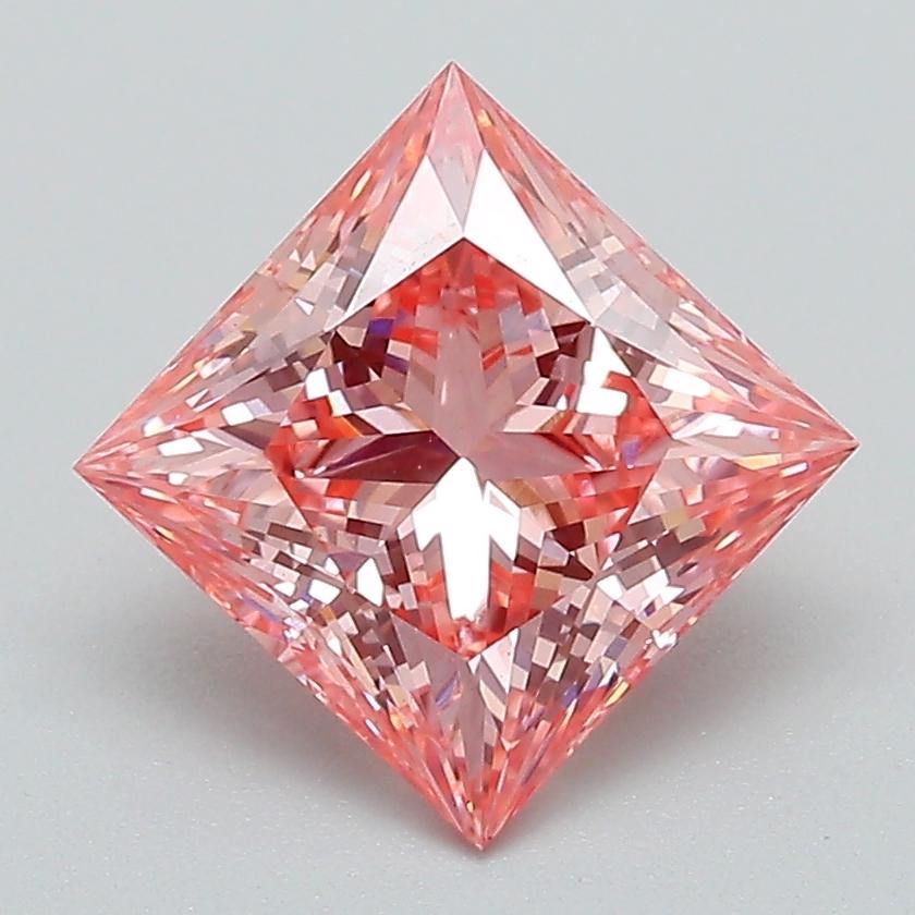2.00 Ct. Fancy Vivid Pink Princess Lab Grown Diamond