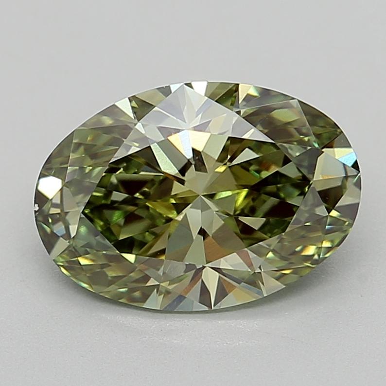 2.16 Ct. Fancy Vivid  Green Oval Lab Grown Diamond