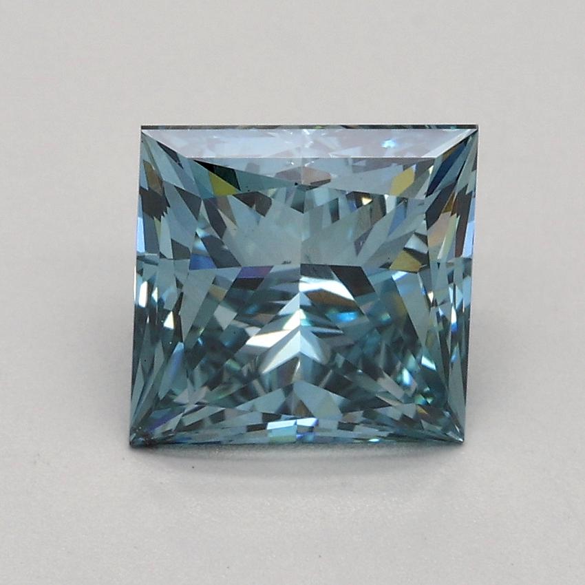 1.61 Ct. Fancy Intense Greenish Blue Princess Lab Grown Diamond