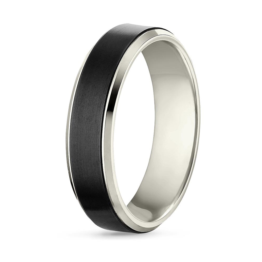 18K White Gold Merle Black 6mm Wedding Ring