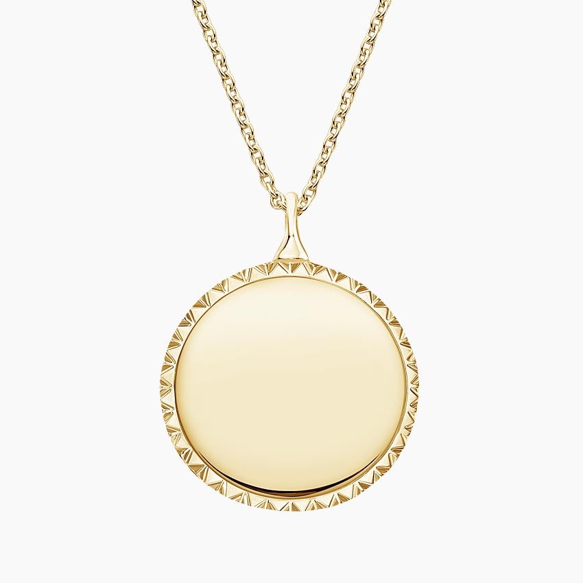 14K Yellow Gold Engravable Medallion Necklace
