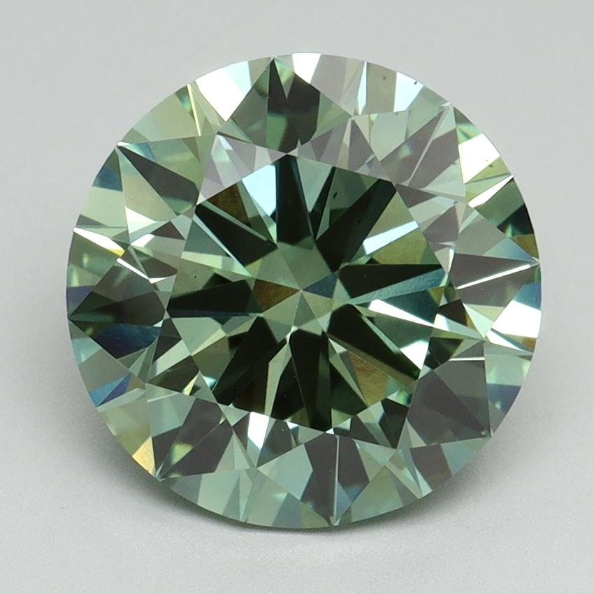 4.15 Ct. Fancy Vivid Green Round Lab Grown Diamond