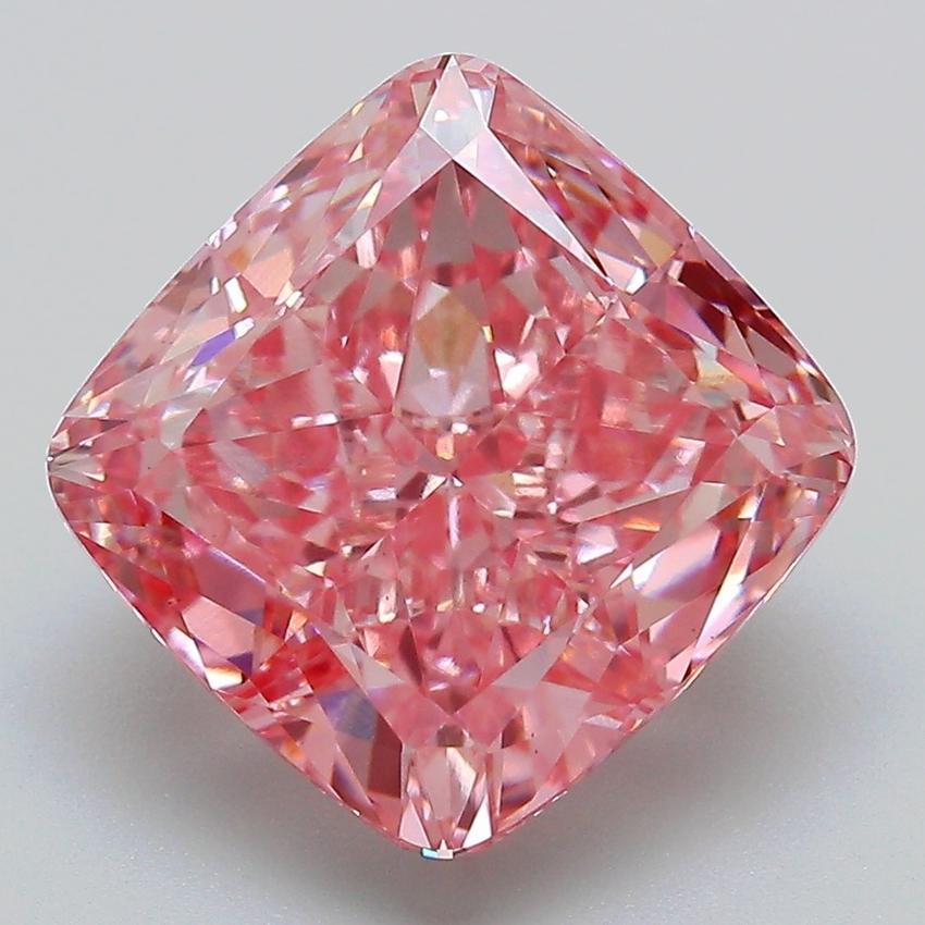 6.53 Ct. Fancy Vivid Pink Cushion Lab Grown Diamond
