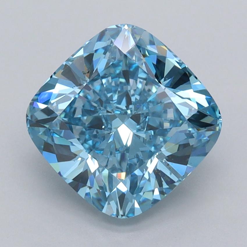 2.52 Ct. Fancy Vivid  Blue Cushion Lab Grown Diamond