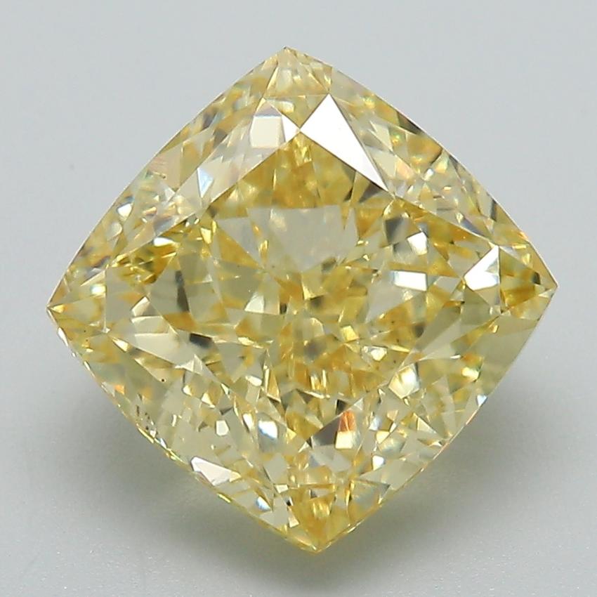 4.46 Ct. Fancy Vivid Yellow Cushion Lab Grown Diamond