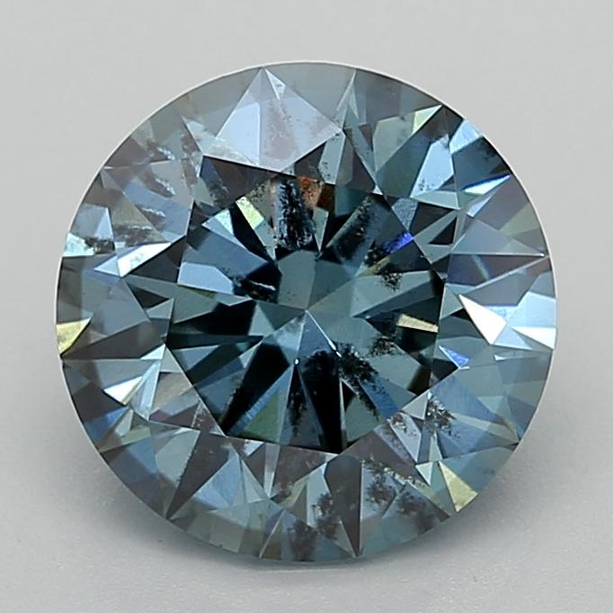 4.31 Ct. Fancy Intense Greenish Blue Round Lab Grown Diamond