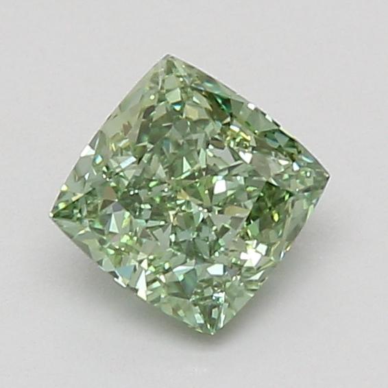 1.11 Ct. Fancy Vivid Green Cushion Lab Grown Diamond