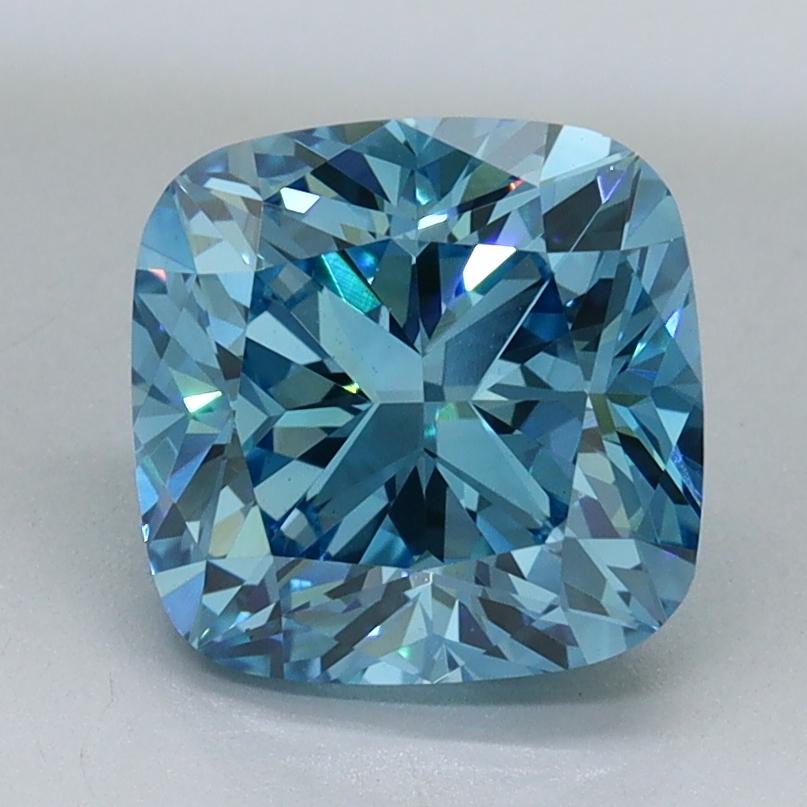 2.08 Ct. Fancy Vivid Malibu Blue Cushion Lab Grown Diamond