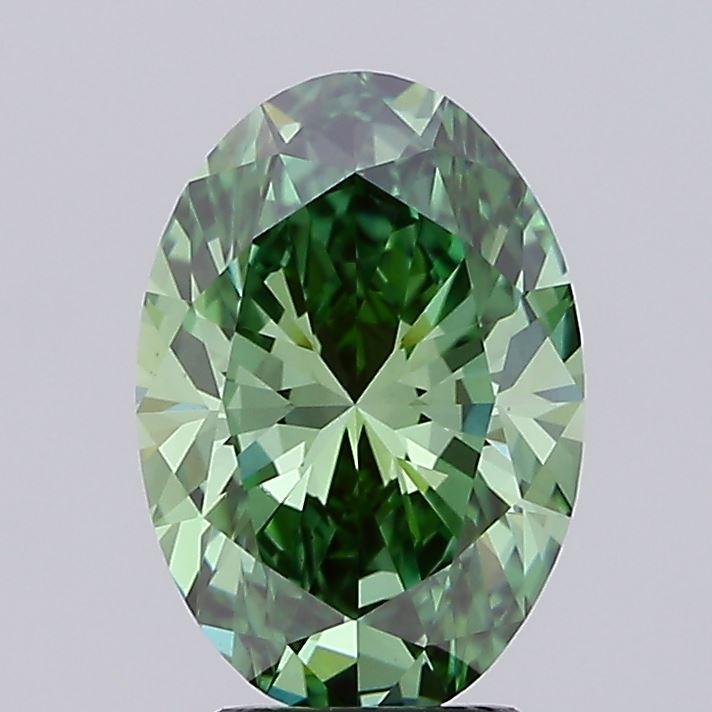3.01 Ct. Fancy Vivid Green Oval Lab Grown Diamond