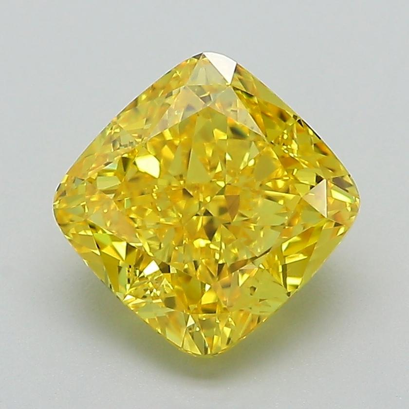 2.51 Ct. Fancy Vivid Yellow Cushion Lab Grown Diamond