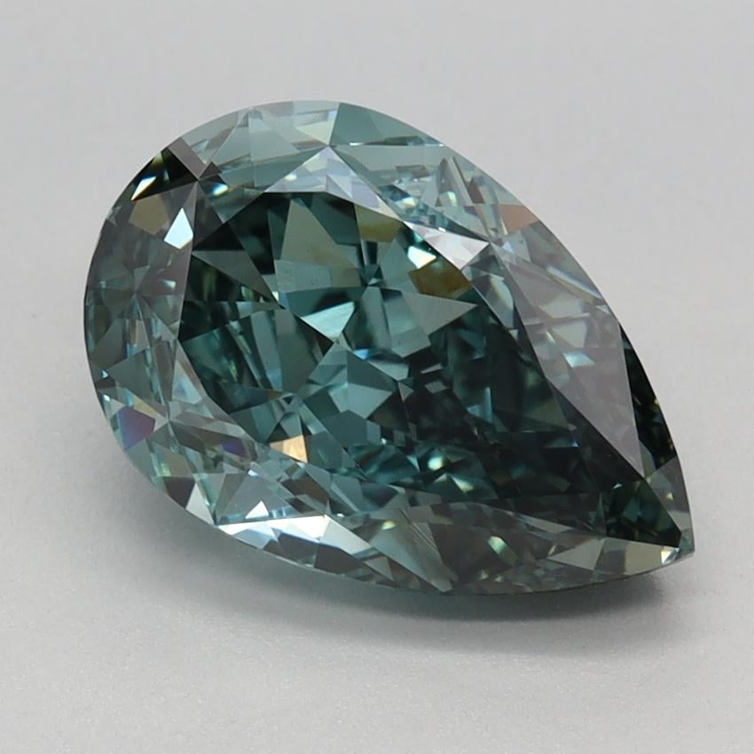2.19 Ct. Fancy Vivid Bluish Green Pear Lab Grown Diamond