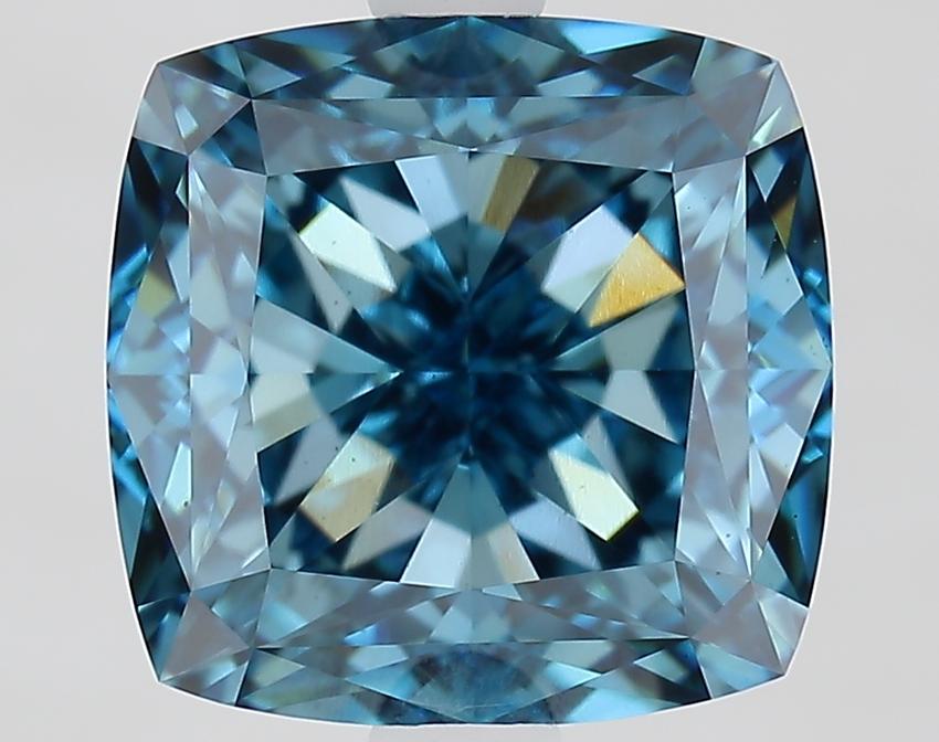 3.84 Ct. Fancy Vivid Blue Cushion Lab Grown Diamond