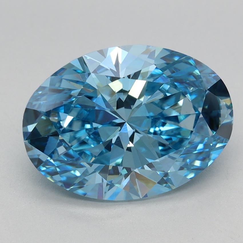 3.16 Ct. Fancy Vivid Blue Oval Lab Grown Diamond