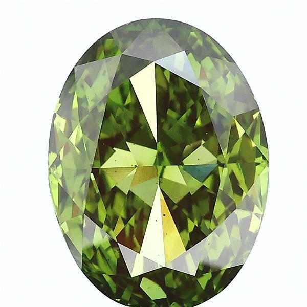 3.04 Ct. Fancy Vivid Green Oval Lab Grown Diamond