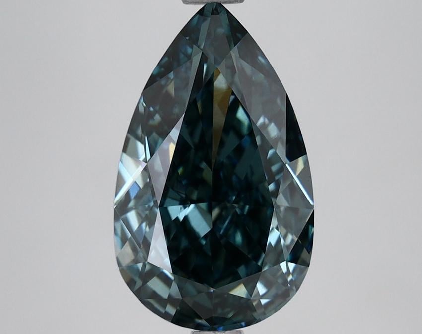 3.34 Ct. Fancy Vivid Bluish Green Pear Lab Grown Diamond
