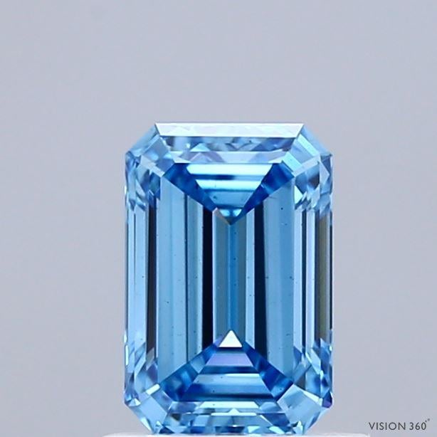 0.92 Ct. Fancy Vivid  Blue Emerald Lab Grown Diamond