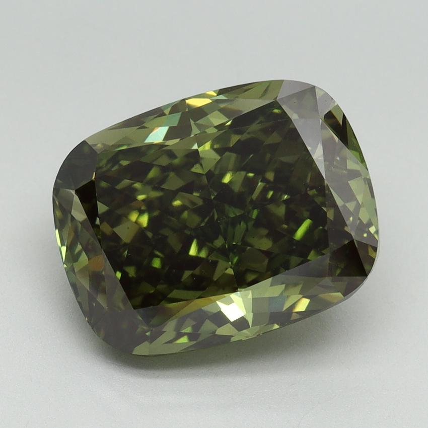 5.82 Ct. Fancy Vivid Green Cushion Lab Grown Diamond