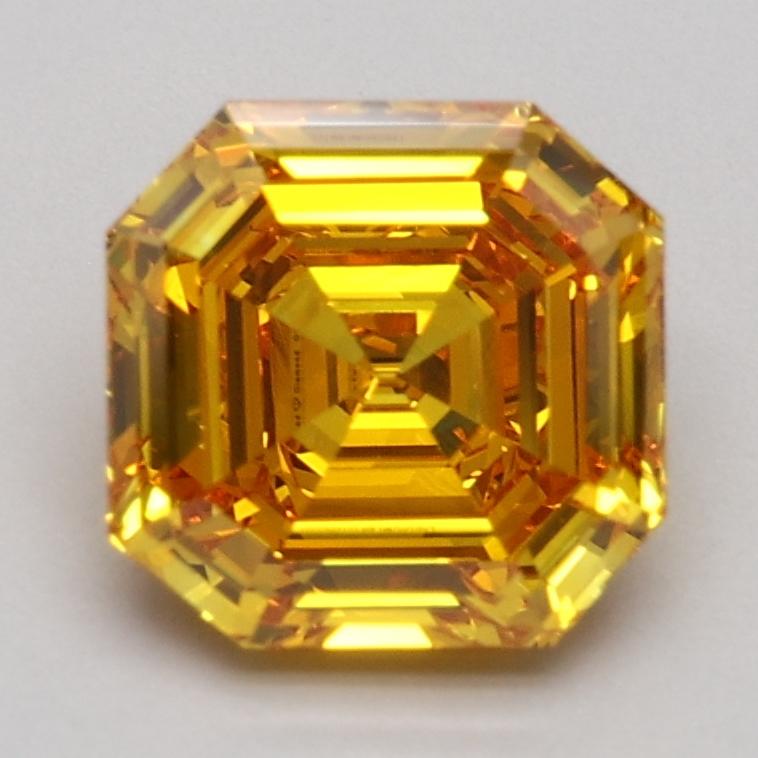 1.45 Ct. Fancy Vivid Yellowish Orange Asscher Lab Grown Diamond
