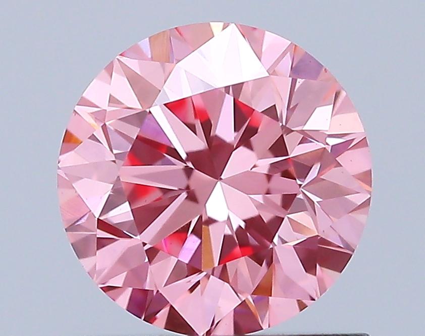 0.91 Ct. Fancy Vivid Pink Round Lab Grown Diamond