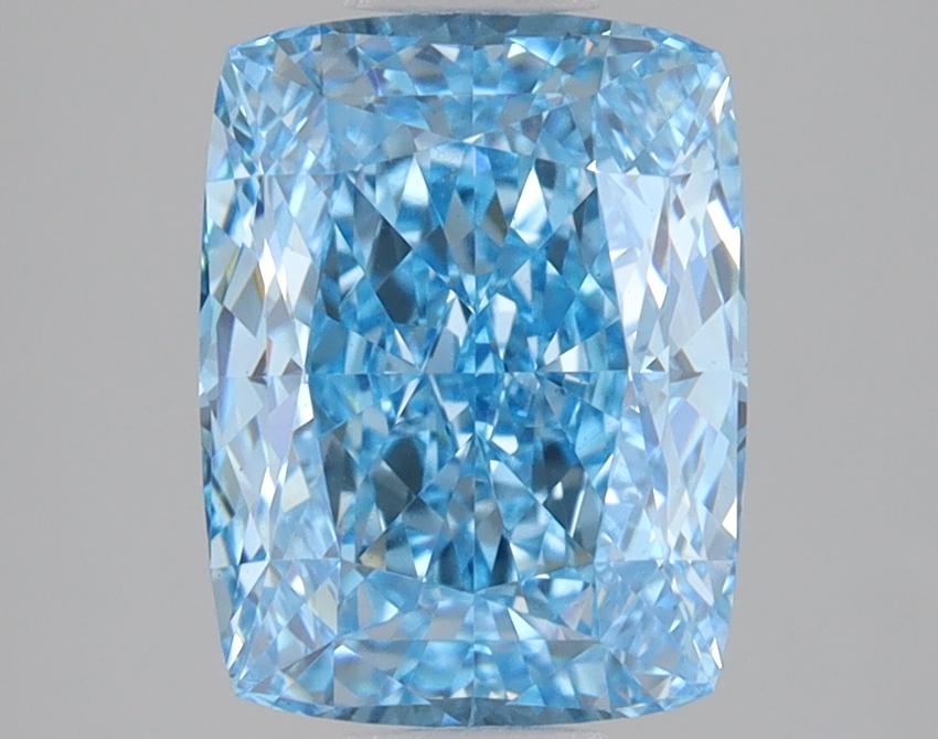 3.09 Ct. Fancy Vivid Blue Cushion Lab Grown Diamond