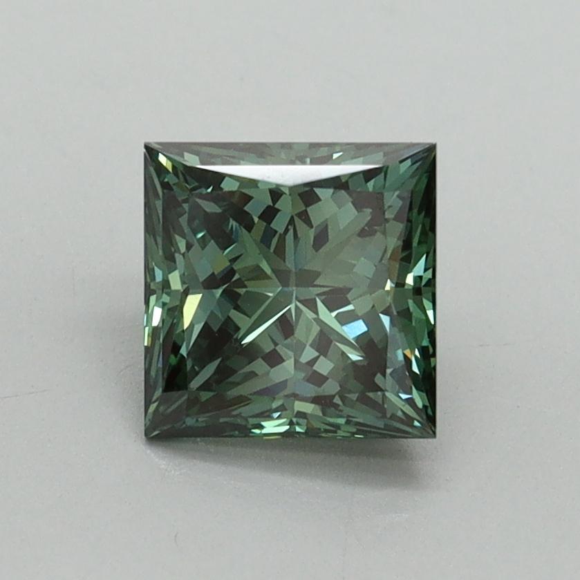 1.10 Ct. Fancy Vivid Green Princess Lab Grown Diamond