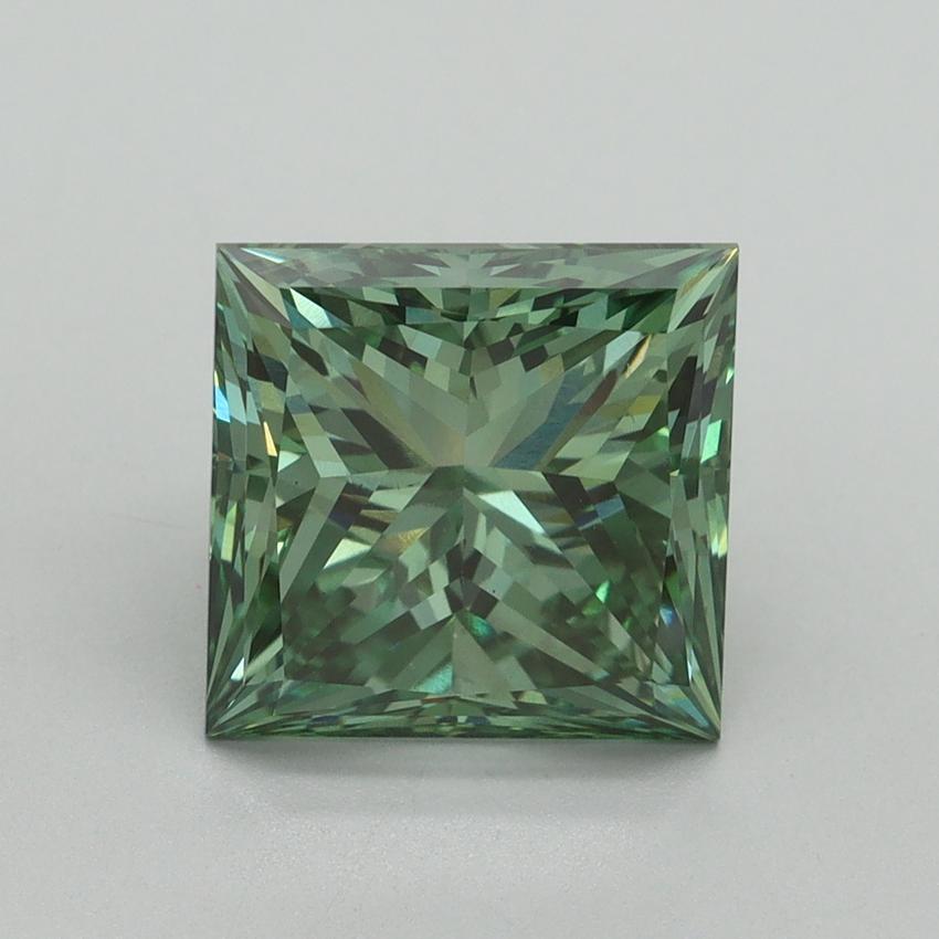 4.04 Ct. Fancy Vivid Green Princess Lab Grown Diamond