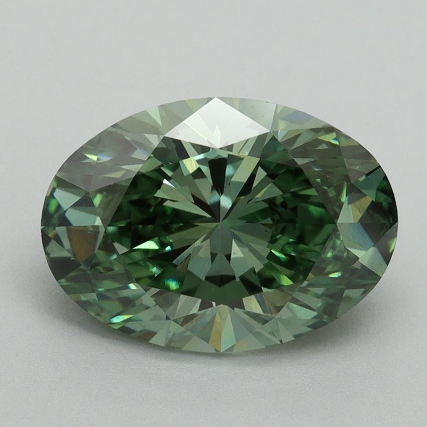 3.11 Ct. Fancy Vivid Green Oval Lab Grown Diamond