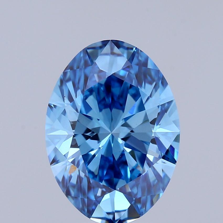 2.76 Ct. Fancy Vivid Blue Oval Lab Grown Diamond