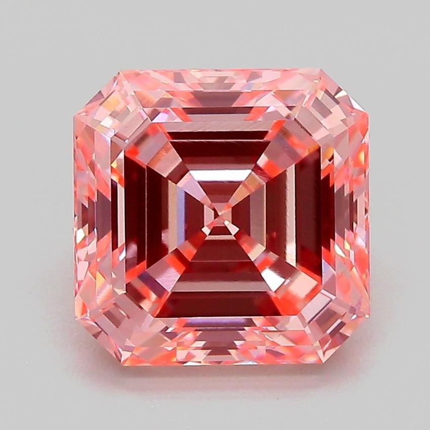 4.04 Ct. Fancy Vivid Pink Asscher Lab Grown Diamond