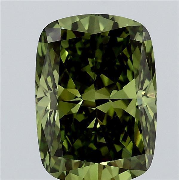 2.12 Ct. Fancy Vivid  Green Cushion Lab Grown Diamond