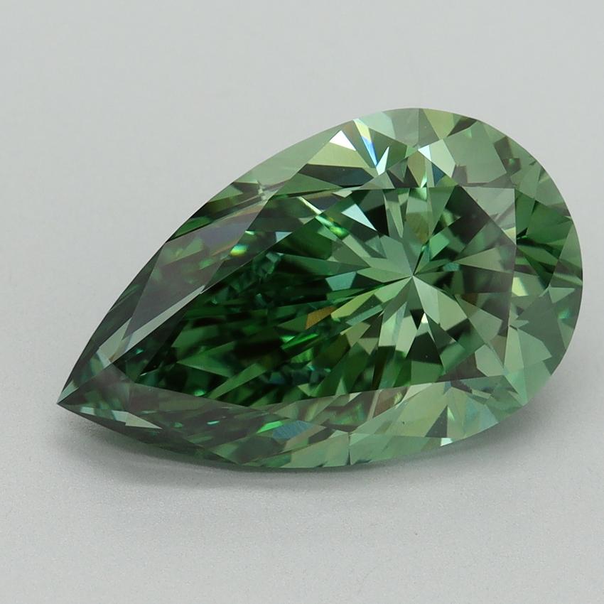5.37 Ct. Fancy Vivid Green Pear Lab Grown Diamond