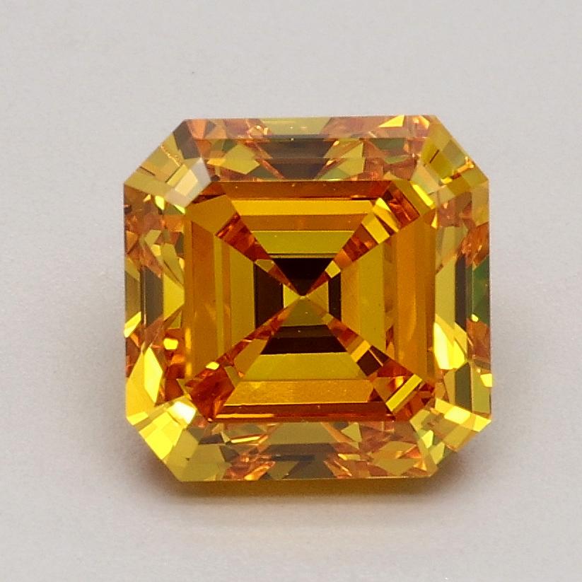 1.52 Ct. Fancy Vivid Yellowish Orange Asscher Lab Grown Diamond