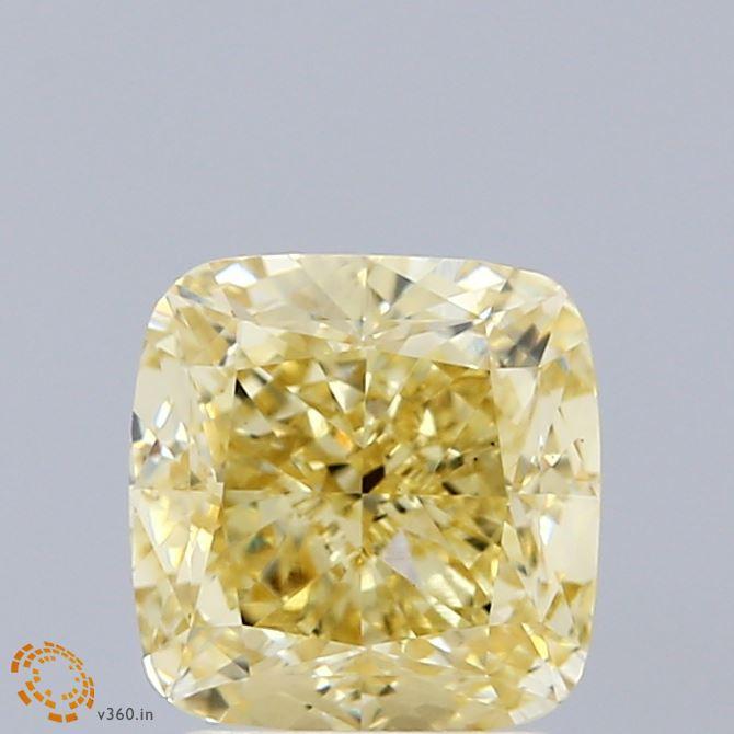 2.21 Ct. Fancy Intense Yellow Cushion Lab Grown Diamond