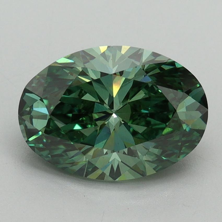 2.18 Ct. Fancy Vivid Green Oval Lab Grown Diamond